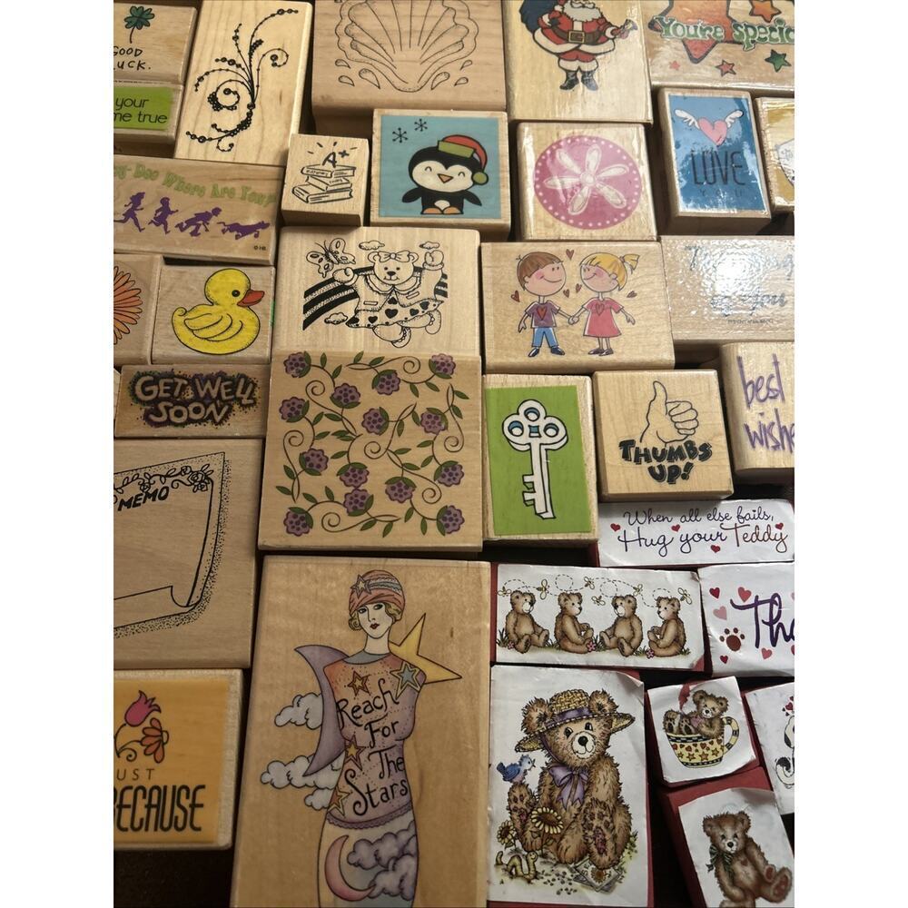 125 Rubber Stamp Lot Christmas Baby Animal Beat Flower Words Phrase Vtg Scooby - Picture 12 of 16